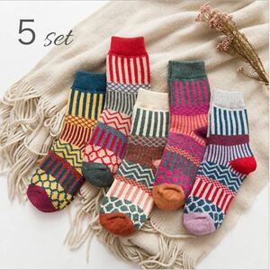  socks nordic pattern outdoor high King mountain girl warm 5 pairs set new goods mountain climbing free shipping trekking popular present 