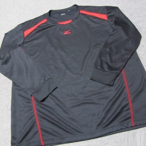 ★ミズノ 長袖Tシャツ（吸収速乾）５Lサイズ 黒赤の画像1