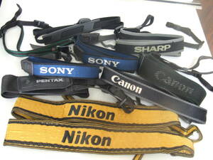カメラ等のストラップ Nikon 2本 SONY 2本 Canon 2本 PENTAX 1本 Minolta 1本 Fujica 1本 SHARP 1本　まとめて１０本！