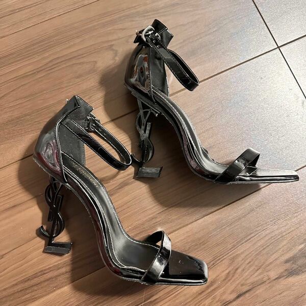 YSL サンローラン サンダル ハイヒール パンプス 黒 エナメル 36