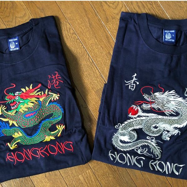 香港 豪華刺繍　Tシャツ M・Ｌ　2枚セット
