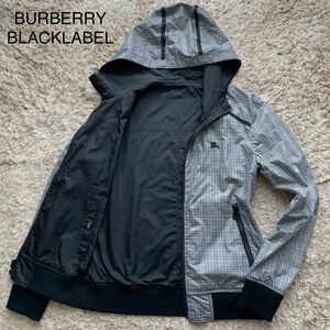 未使用級●L●BURBERRYBLACKLABEL リバーシブル バーバリーブラックレーベル ナイロンジャケット ブルゾン ホース刺繍 ジャケット 春物