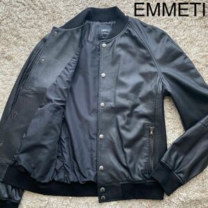  unused class *XL size *EMMETIemeteTIZIANO leather jacket blouson jacket ram leather sheep leather black punching stadium jumper 