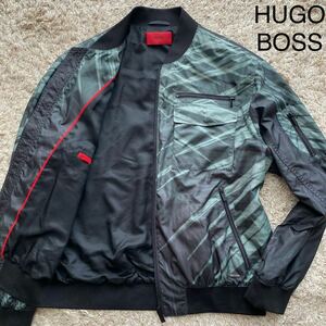 未使用級/Lサイズ相当/HUGO BOSS ヒューゴボス　ブルゾン フライトジャケット MA-1 ミリタリー ボンバー メンズ ブラック 春物 軽量