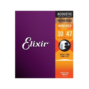 Elixir 12-STRINGS アコースティックギター弦 16152 PHOSPHOR BRONZE NANOWEB LIGHT 10-47 12弦 正規品
