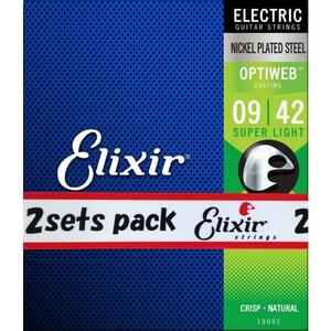 【お買い得 ２個セット】Elixir エリクサー エレキギター弦 2setpack 19027 OPTIWEB Custom Light 09-46 正規品