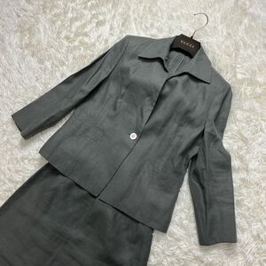 Aquascutum 麻100% セットアップ　ジャケット　ロングスカート