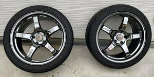 RAYS レイズ gram LIGHTS グラムライツ GL-57CR　4本セット19インチ8.5J＋45　5穴　114.3 良品　245/40R19 595evo 10分山　タイヤ付き