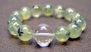 ■送料無料 新品 ～ ☆ 主玉水晶18mm・プレナイト13mm 石言葉は健康的な美しさ（ 葡萄石 ） ブレスレット