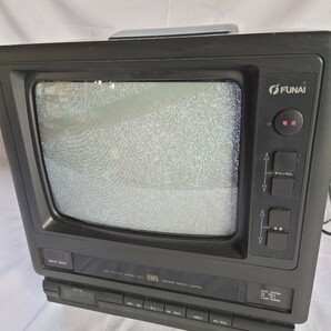 テレビデオ FUNAI リモコン付き 通電確認 ジャンク VHS ブラウン管テレビ 昭和レトロ DC12V対応の画像2