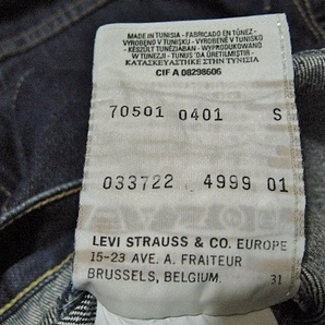チュニジア製 70501 04 リーバイス S ヨーロッパ Levi's ジージャン デニムジャケット '90s ファースト ユーロ 濃紺 美USEDの画像4