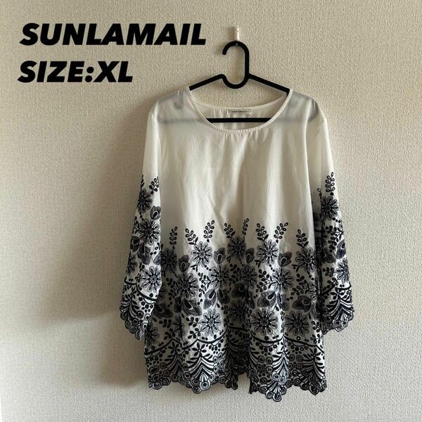 SUNLAMAIL サンラメール レディース 刺繍ブラウス チュニック 綿100% ゆったり XLサイズ