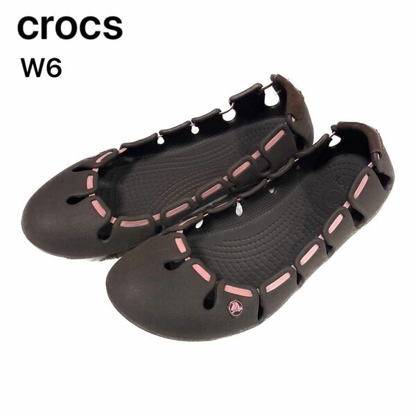 crocs　クロックス　フラットパンプス　ブラウン×ピンク　W6　22～23cm