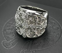 ★正規品カスタム★CHROME HEARTS クロムハーツ・新品仕げ天然石/Pt・クラッシックオーバルクロスリング ・17-18号_画像2