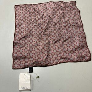 シルク 100% ポケットチーフ ハンカチ silk イギリス製 未使用 MADE IN ENGLAND 絹 の画像4