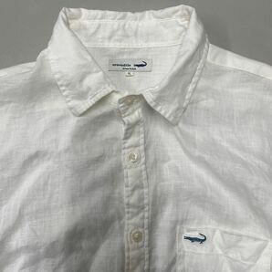 Crocodile blue label クロコダイル ブルーレーベル 長袖シャツ 胸ポケット付 Tシャツ メンズ LLサイズ トップス 白 ホワイト 麻 ヘンプ の画像2