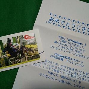 【最新・当選通知書付き】週刊Gallop 名馬クオカード ドゥレッツァ（C.ルメール騎手）【2023年菊花賞】 当選枠10名 抽プレ 非売品の画像1