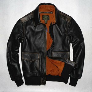 フライトジャケット レザージャケット カウハイド ジャケット 本革 革ジャン スカジャン メンズ A-2 3色 S～4XL 黒袖バッチあり