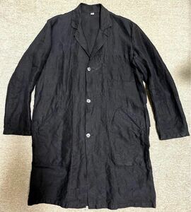 美品！希少サイズ ！！50's AU MOLINEL Black Linen Coat /size 0　フレンチヴィンテージ ブラックリネン マキニョンコート アトリエコート