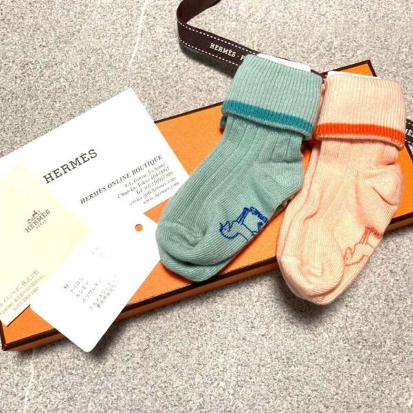 【新品・未使用】HERMES エルメス カブリオル ベビーソックス 靴下 2足