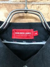 VAN RED LABEL メンズ ロゴ刺繍 ボーダー 鹿の子 半袖ポロシャツ M 黒白赤 綿他_画像2