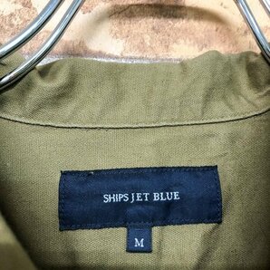 SHIPS JET BLUE シップス メンズ ポケット付き ストレッチ◎ オープンカラー長袖シャツ M カーキブラウン コットン他の画像2