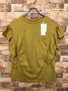  tag attaching new goods!mitis lady's frill sleeve . pocket short sleeves T-shirt M mustard cotton 