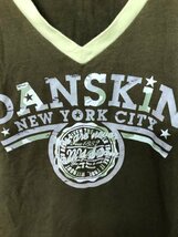 DANSKIN ダンスキン レディース ロゴプリント Vネック 半袖Tシャツ M カーキ ポリエステル綿_画像3