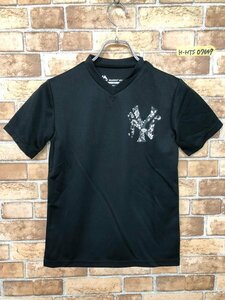 タグ付き新品！MAJESTIC マジェスティック キッズ NYヤンキース Vネック ロゴプリント 半袖Tシャツ 140 黒 ポリエステル