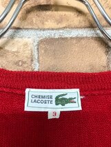 CHEMISE LACOSTE ラコステ メンズ レディース モジワニ ワッペン Vネック ニットセーター 3 赤 ウール_画像2