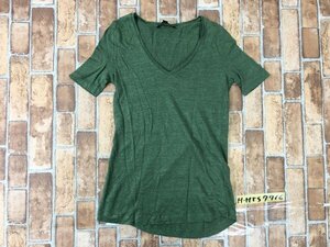 BANANA REPUBLIC バナナリパブリック レディース Vネック リネン 半袖Tシャツ 小さいサイズ XXS カーキ