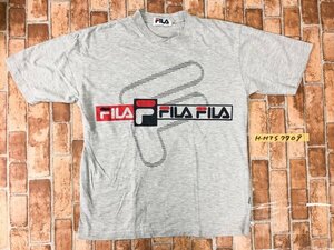 FILA フィラ メンズ 両面ロゴプリント 半袖Tシャツ M グレー コットン他