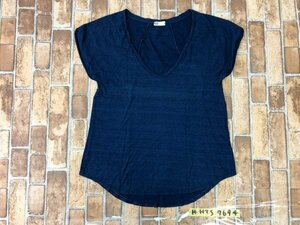 AG lady's V neck French sleeve .... small size XS USA navy cotton 