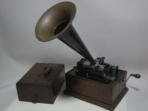 ★☆エジソン 蝋管蓄音機 1898年 2分用 ホーン付き 現状品☆★_画像1