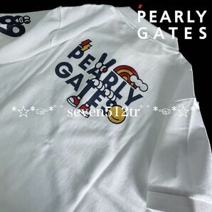 本物 新品 40535145 PEARLY GATESパーリーゲイツ/5(サイズL)超人気 どうしちゃったPG半袖ポロシャツ 日本製の画像1