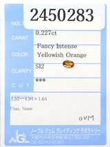 【１００円～】0.227ct 天然ダイヤ FANCY INTENSE YELLOWISH ORANGE（ナチュラルカラー）SI2_画像3