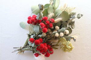  prompt decision! eucalyptus & thousand day .& hole bell material for flower arrangement set ~ red ~