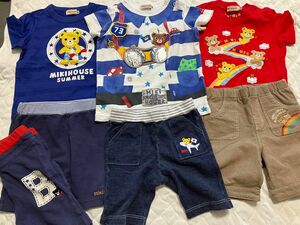 ミキハウス 男の子 豪華Tシャツ他 パンツ 80サイズ 6枚おまとめセット おまけ付き！ 半袖Tシャツ ハーフパンツ 子供服 美品