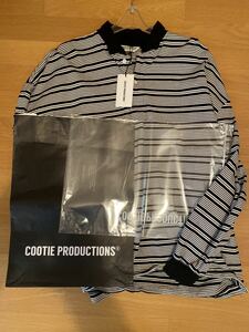 COOTIE　「Supima Border Oversized L/S Polo」　ボーダーオーバーサイズ ロングスリーブポロシャツＬサイズ　新品同様　タグ付き