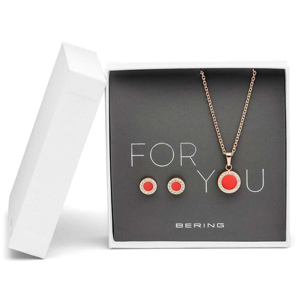 BERING Gift Sets Necklace & Earrings 427-707-Red ベーリング レディース ネックレス&ピアス ギフトセット レッド