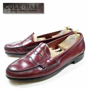 28cm相当　COLE HAAN コールハン コインローファー　ペニー　革靴　レザーシューズ　ワイン　バーガンディ/24.4.4/P541