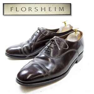 8-1/2D表記　26.5cm相当　Florsheim フローシャイム　ストレートチップ　ドレス　レザーシューズ　　ブラウン　内羽根/24.4.8/P592