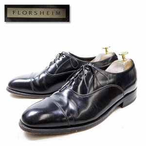 10D表記　28cm相当　Florsheim フローシャイム　ストレートチップ　ドレス　レザーシューズ　　ブラック　内羽根/24.4.8/P599