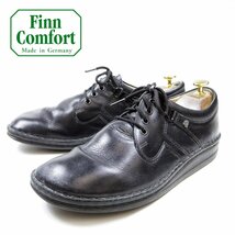 良品　42表記　26.5ｃｍ相当　Finn Comfort　フィンコンフォート　VAASA　バーサ　レザーシューズ　ブラック/24.4.12/P669_画像1