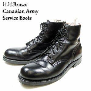 10-1/2D表記　28.5cm相当　96年 CANADA軍　H.H.Brown　サービスブーツ　サービスシューズ　プレーントゥ　ブラック　カナダ製/24.4.20/P752