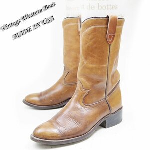 USA made 9-1/2D inscription 27.5cm corresponding Vintage western boots pesko boots America made leather shoes leather Brown tea 24.4.22/P760