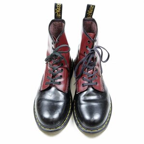 UK9 28cm相当 Dr.Martens ドクターマーチン 8ホール レザーシューズ チェリーレッド ワイン 茶 イエローステッチ/24.4.24/P771の画像2