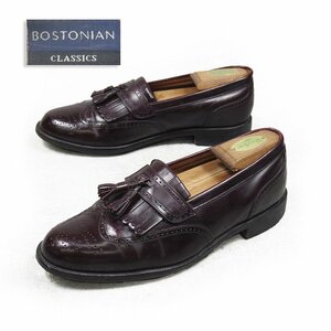 8-1/2 M надпись 26.5cm соответствует BOSTONIAN CLASSICS Boss toni Anne стеганый кисточка Loafer wing chip платье обувь кожа обувь /U8279