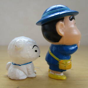 希少☆当時物 1993 クレヨンしんちゃん シロ 彩色 ゴム 人形 2種セット PVC フィギュアの画像4