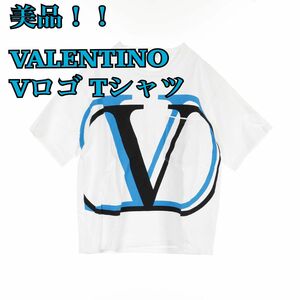 VALENTINO ヴァレンティノ　Vロゴ Tシャツ　カットソー クルーネック ブルー　ホワイト　ブラック　オーバーサイズ　メンズ
